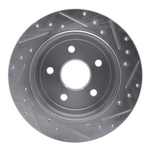 Jeep Commander Brake Rotor (1) - Rear Left - R1 Concepts - Drilled & Slotted - Silver - `05-`10